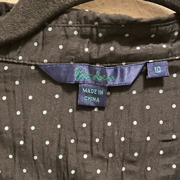 Boden Black Crinkle Polka Dot Sequin Accent Cotton Silk Blend Blouse Size 10 - Picture 4 of 8